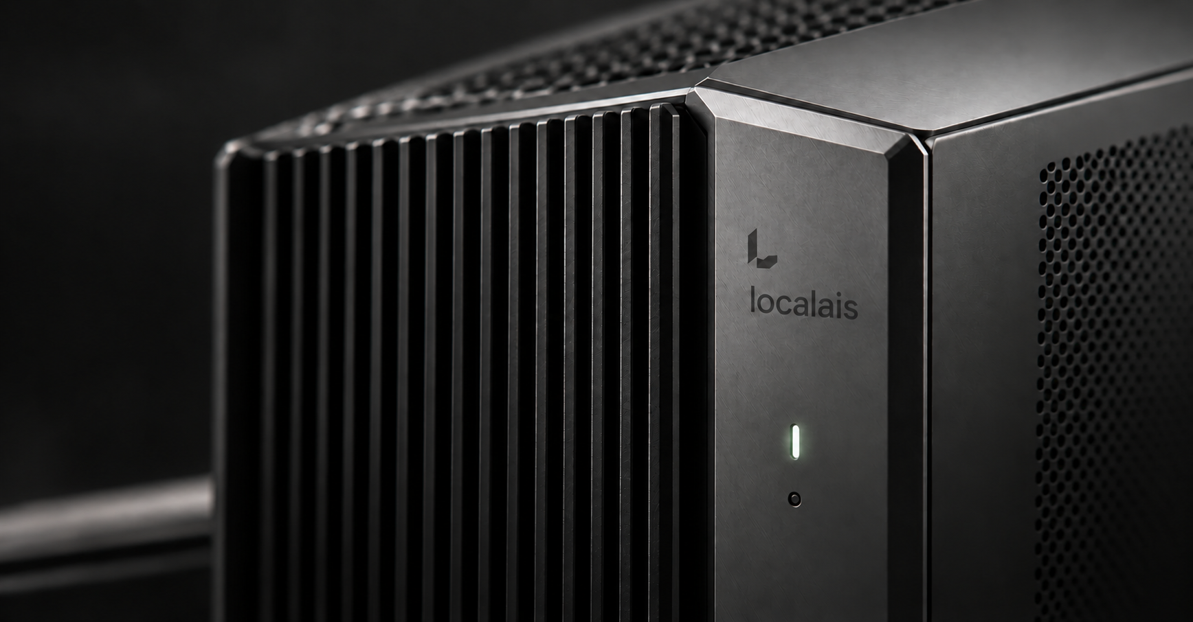 Close-up of the graphite metal enclosure of an illustrative Localais station